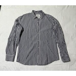 Frank & Eileen Shirt Womens Large Blue White Plaid Cotton Long Sleeve Casual